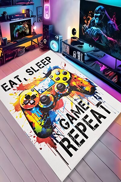 Kessy Home Studio Dijital Baskı Yıkanabilir Kaymaz Taban Gamer Halısı Genç Od...