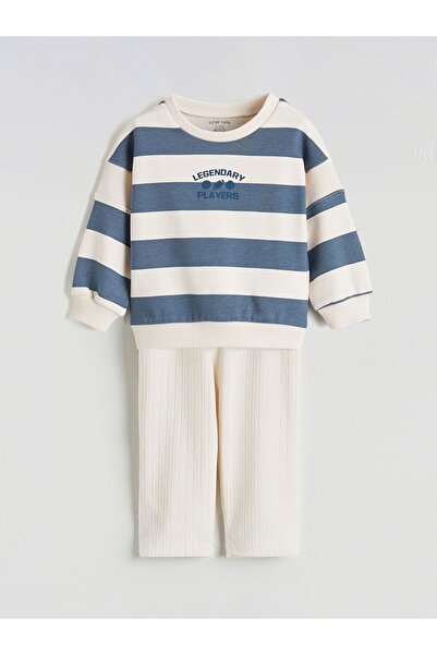 LC Waikiki Lcw Baby Crew Neck Striped Baby Boy Sweatshirt and Sweatpants