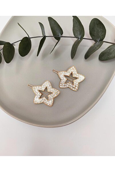 REBORN DESIGN مشبك جانبي معدني ذهبي اللون بطول 5 سم مع تفاصيل حجر الزركون من ...