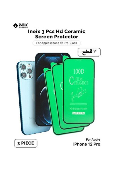 ineix واقي شاشة سيراميك مرن عالي الدقة مكون من 3 قطع لهاتف iPhone 12 Pro