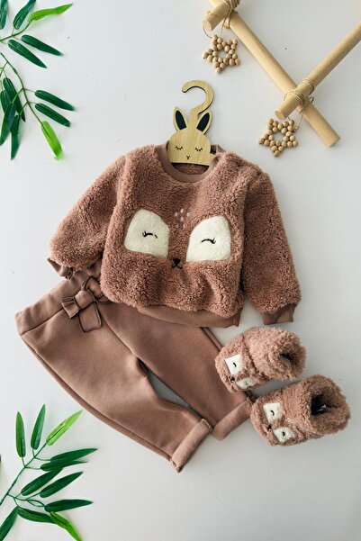 Minigimin Cicileri My Little One's Cicileri Plush Cute Panda Girl's 3-Piece Set - Brown