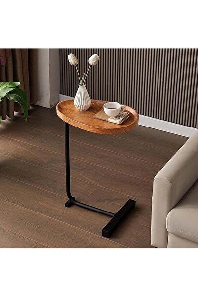 Generic Modern Coffee Table, Simplicity Metal and Wood C Shaped End Table, Stainless Steel Round Table