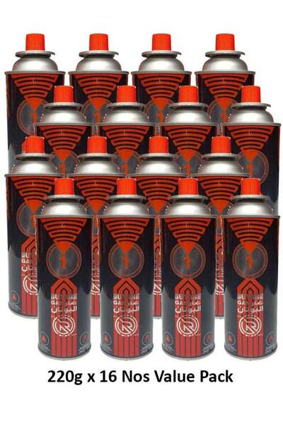DLC GO2CAMPS 16-Piece 220g Value Pack Butane Gas Cartridge