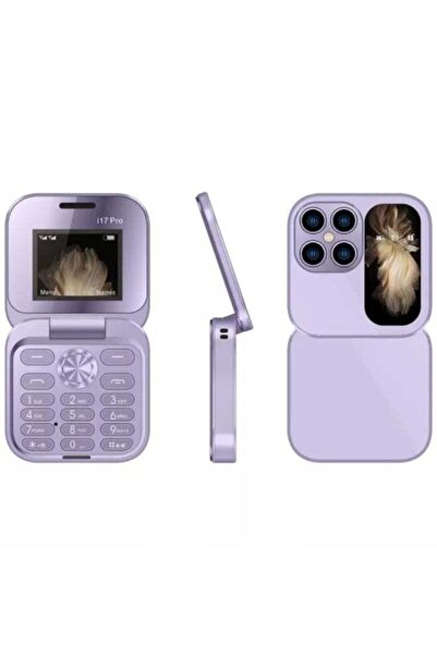 Generic Hope i17 Pro Purple Flip Phone – Dual SIM Mini Mobile with Keypad, Compact & Fashionable