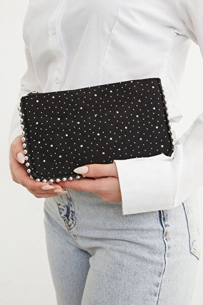 Fulla Moda Suede Shoulder Bag with Stone Chain Strap