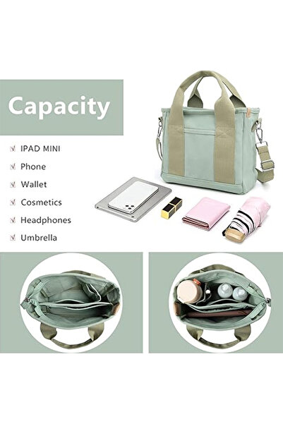 EHOME Canvas Tote Bag for Women,Small Totes Bags with Zipper Crossbody Purse with Pockets