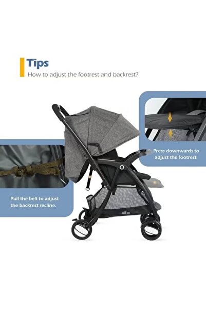 hibobi Two-Way Baby Stroller, Shock Absorption, Front/Parent Facing, Large Canopy, 5-Point Harness