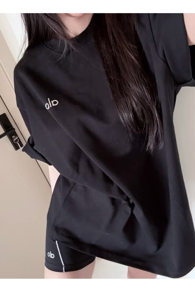 Alo loose-fitting T-shirt for both men and women, summer short-sleeved