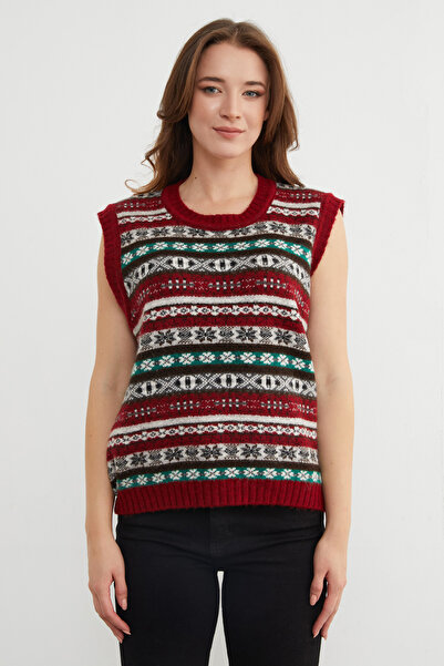 Fulla Moda Christmas Themed Crew Neck Sweater