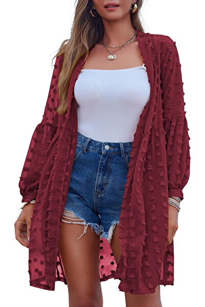 OEM Women's long, loose, long-sleeved shirt, burgundy L