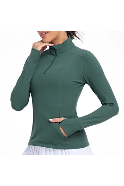 OEM Long-sleeved sports shirt, body-hugging, green XS