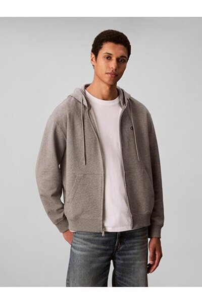 Calvin Klein Erkek Kapşonlu Yaka Regular Fit Pamuklu Uzun Kollu Gri Ceket LV04RD240G-P7E