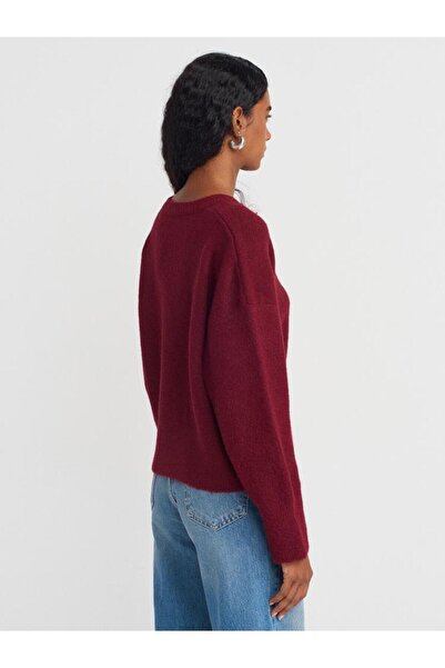 Dilvin 10645 V-Neck Soft Textured Knitwear Sweater