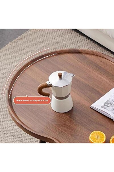 Modern shop Irregular coffee table with raised edges and four metal legs, curved corner design - impact resistant