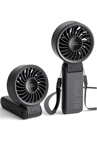 JISULIFE مروحة محمولة Life7 (2024) - محمولة 3 في 1، 5000 مللي أمبير/ساعة، شاشة LED، 5 سرعات (أسود)