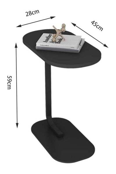 MARIA HOMES C Shaped Side Table,with Metal Frame Coffee Table,for Bedroom Office Sofa,Easy to Assemble ,Black