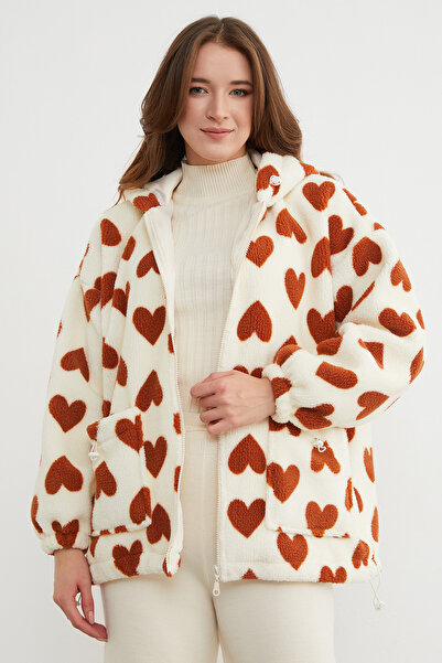 Fulla Moda Παλτό από βελούδινο σχέδιο καρδιάς