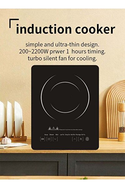 fulina 2200W Induction Cooktop Cooker,Black Crystal LED Touch Screen,Fast Heating,Suitable for Hotel/Home