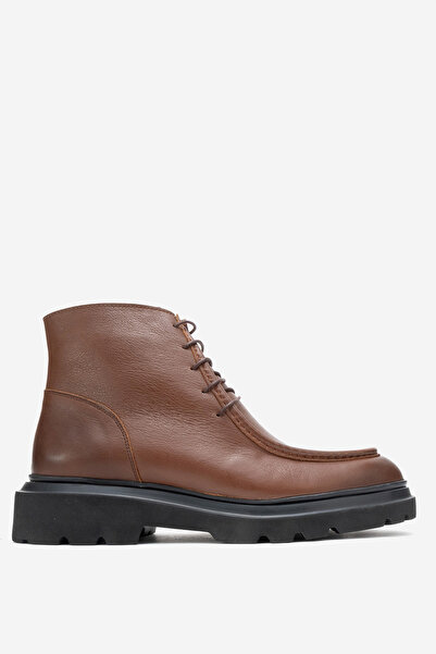 Dericlub Men's Thick Sole Lace-Up Boots Genuine Leather Fr 54086 Taba