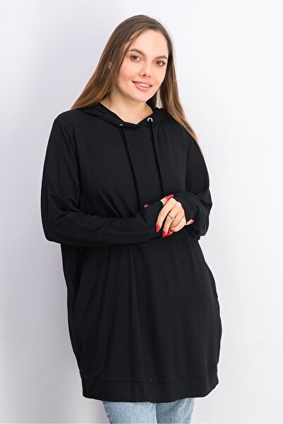 Tchibo Women Solid Long Sleeve Hooded Sweater, Black