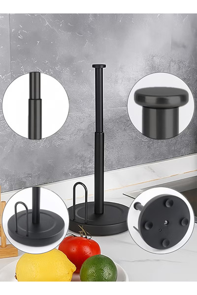 Generic Black Paper Towel Holder Kitchen Paper Towel Stand with Non-Slip Base Stainless Steel Roll Dispenser