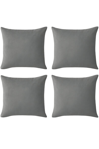 De'Vor طقم أغطية وسائد رمادية مكون من 4 قطع - بسحاب مخفي - ملمس مخملي