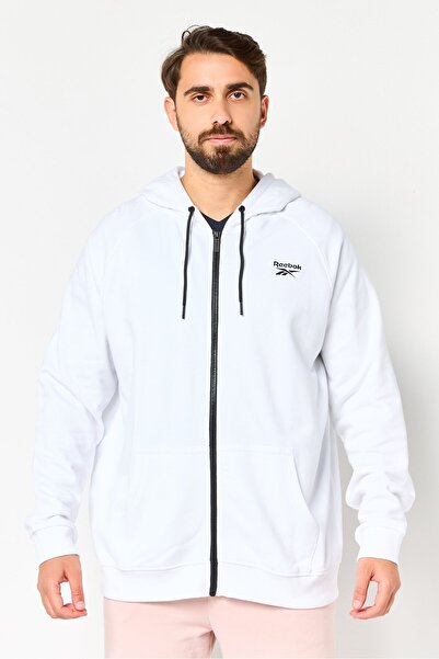 Reebok سويت شيرت رجالي رياضي بأكمام طويلة مناسب للأنشطة الخارجية، أبيض