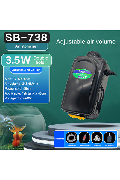 Choice3 مجموعة أحجار التهوية SB738، مضخة هواء أكسجين صامتة لحوض السمك من سوبو...