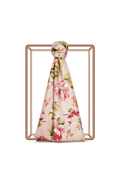 BEİAZ İpekevi Vizon Asma Gül Desenli İpek Şal