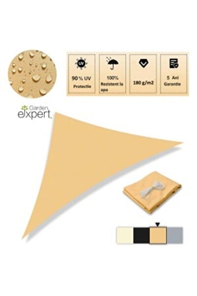 Artenova Triangular waterproof sun shade sail, 160 g/m², rope included, 3 x 3 x 3 m