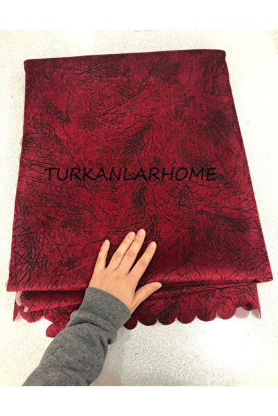 turkanlarhome Koltuk Çekyat Örtüsü Bordo Damar Desenli Kaymaz Taban Süngerli Üst Kumaş Kadife