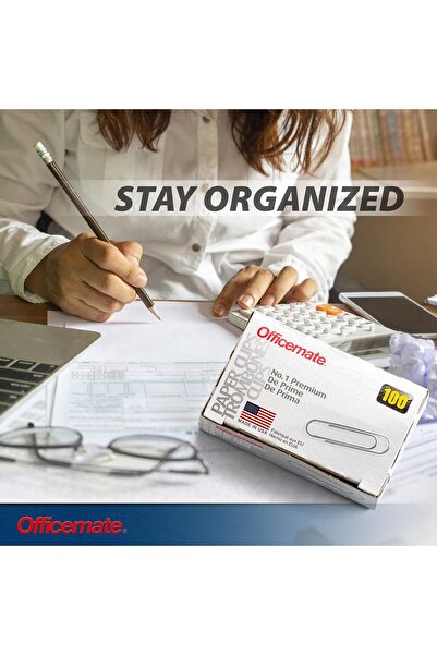 officemate Paper Clips No.1 — 1000 pcs (10 x 100), Silver