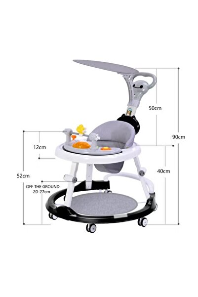 Generic Baby Walker 3-in-1 Foldable Walker Activity Center with Footrest 6-Position Height Adjustable