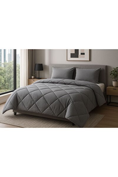 Zarif Home Striped Cotton Satin King Size Bedding Set-3 Pieces