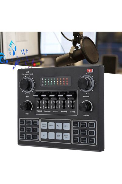 BORTONY Sound Card V9 Live Broadcast External Stereo Audio Mixer (Bluetooth)