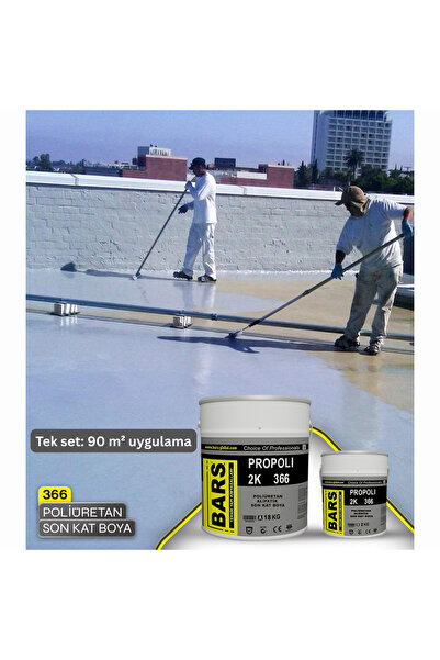 BARS PROPOLI 2K 366 Poliüretan Su Yalıtım Boyası, Beton, Çatı, Teras, Metale Uygun -1 Set 90 m² Kaplar