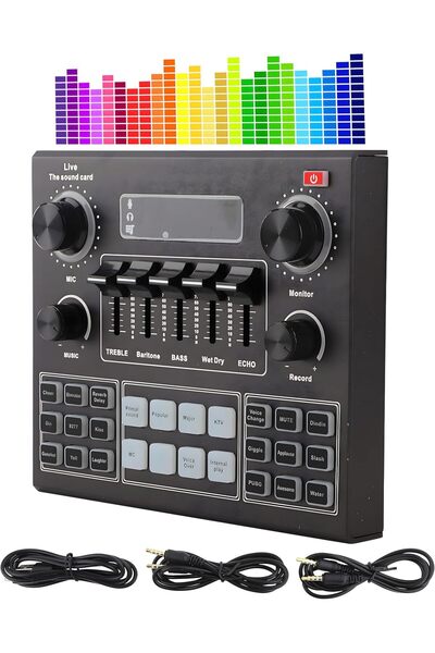 BORTONY Sound Card V9 Live Broadcast External Stereo Audio Mixer (Bluetooth)