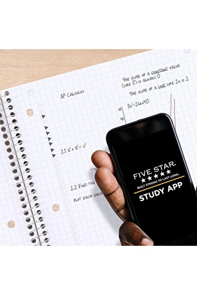 Generic Five Star Spiral Notebook, Single-Subject, 100 Wide-Ruled Sheets, 11 x 8.5 in, Black