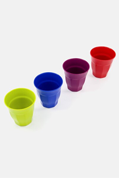 Colour Works Set Of 4 Melamine Tumblers 226 ml, Red/Purple Combo