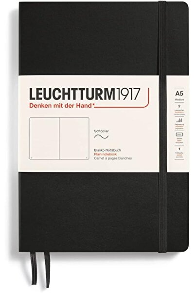 Leuchtturm1917 Softcover Notebook A5 - Plain Black (Medium)