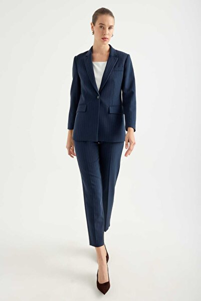 Masha Kate Striped Straight Cut Trousers