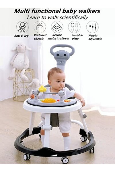 Generic Baby Walker 3-in-1 Foldable Walker Activity Center with Footrest 6-Position Height Adjustable