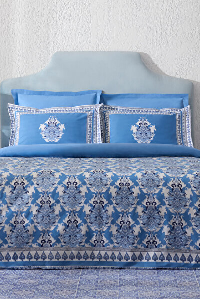 Karaca Home Casandra 100% Cotton Double Duvet Cover Set Blue