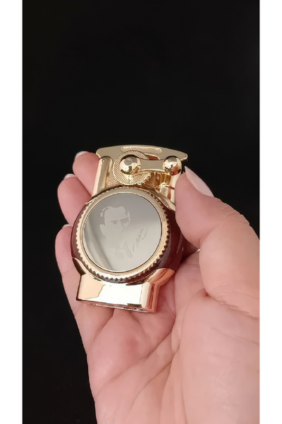 alsepeteavm Lüks Metal Gövde Atatürk Figürlü Özel Tasarım Jet Alev Çakmak