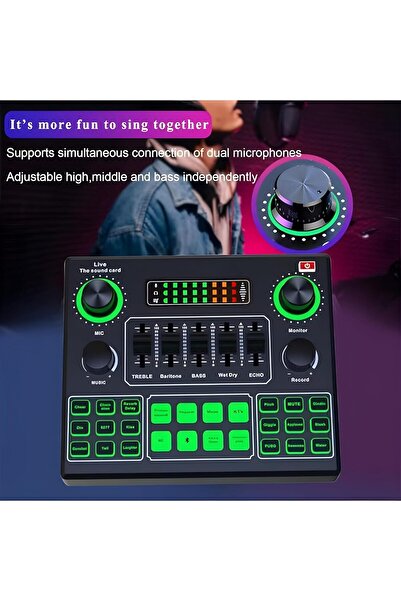 BORTONY Sound Card V9 Live Broadcast External Stereo Audio Mixer (Bluetooth)