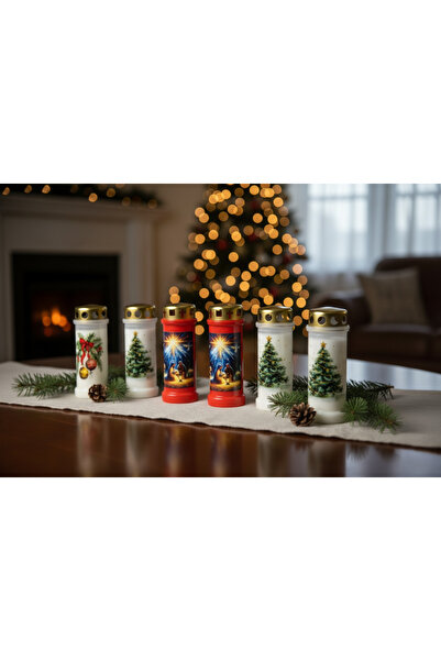 Bolsius Pack of 6 Christmas Candles – 70h, 230 g, festive designs