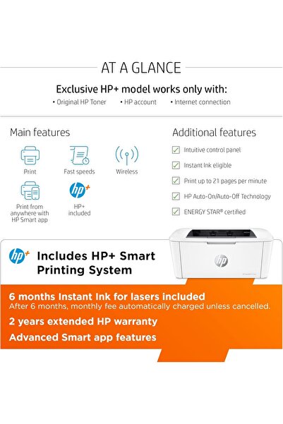 HP LaserJet M110we Wireless Monochrome Printer with HP+ (7MD66E)