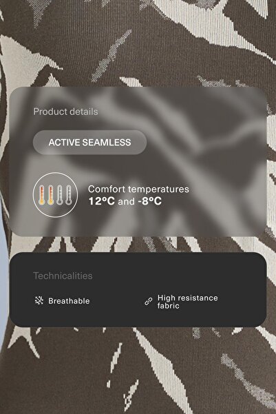 Oysho Seamless base layer thermal T-shirt with half zip and print