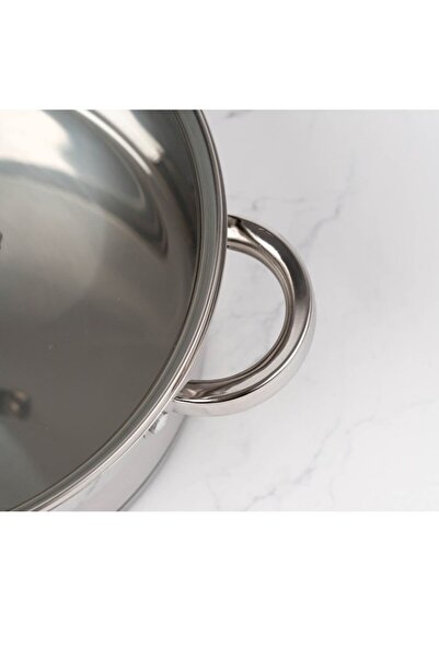 Bohmann shallow stainless steel pot, 22 x 10 cm, 3 L, induction compatible, with glass lid