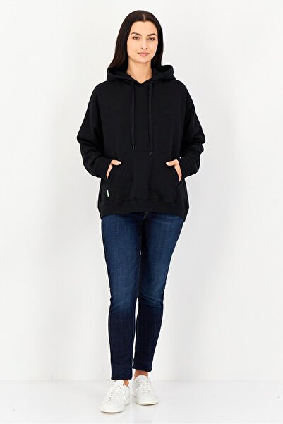 Misfit Women Embroidered Logo Long Sleeve Hoodie, Black
